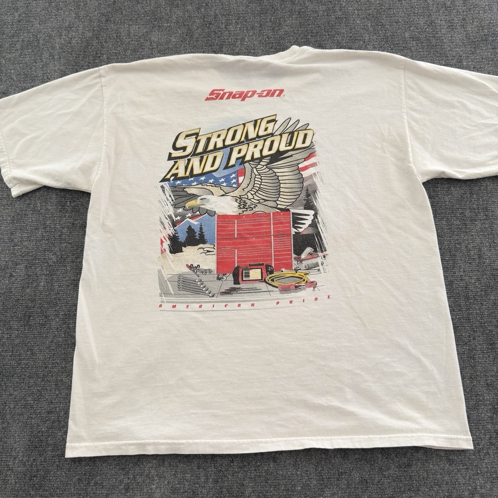 Vintage Y2K Snap-On Tools T-Shirt XL White Eagle American Pride Graphic Tee